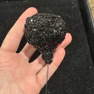 Antique Victorian era mourning jet glass hat pin